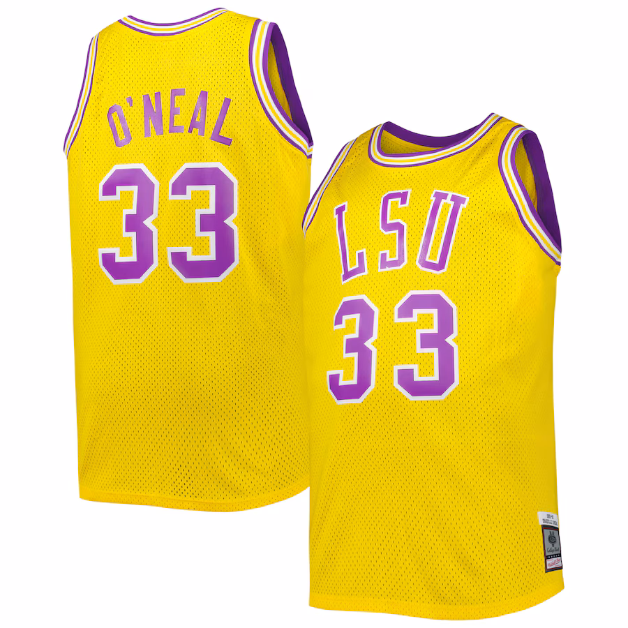 Shaquille O'Neal LSU Tigers 1990/91 Mitchell & Ness Big & Tall Swingman Jersey - Gold - Jersey