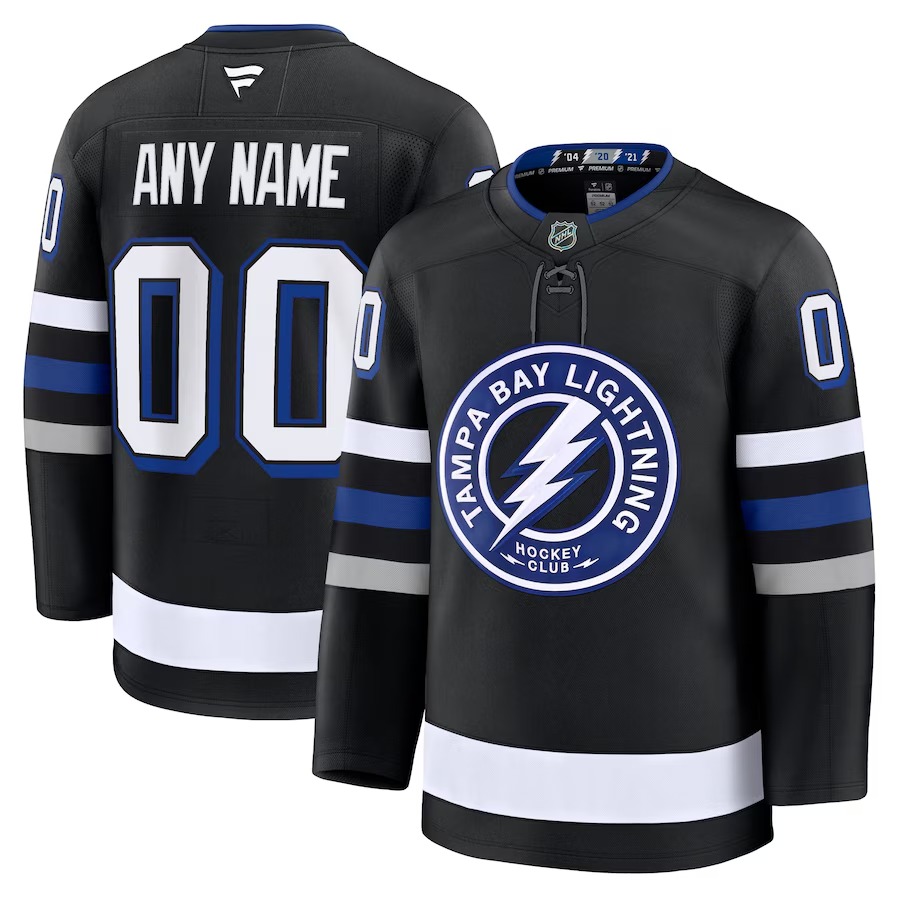Men's Tampa Bay Lightning Fanatics Black Alternate Premium Custom Jersey - Jersey