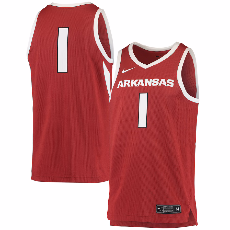 Men's Nike #1 Crimson Arkansas Razorbacks Replica Jersey - Jersey