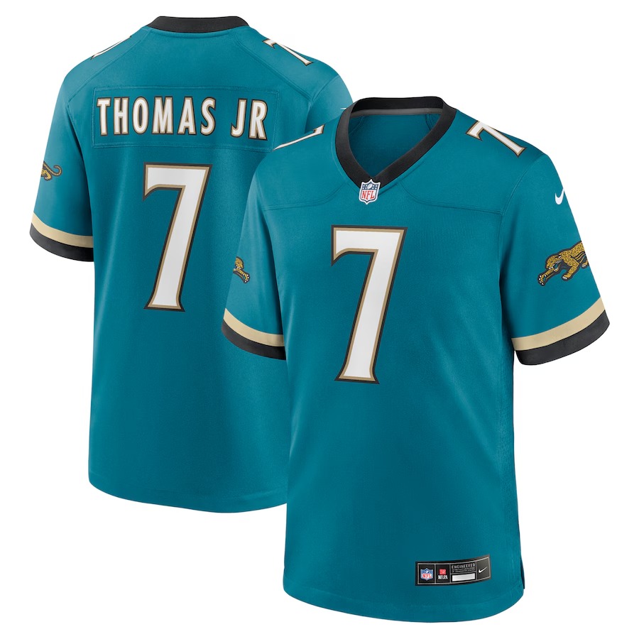 Men's Jacksonville Jaguars Brian Thomas Jr. Nike Teal Prowler Throwback Player Game Jersey - Jersey