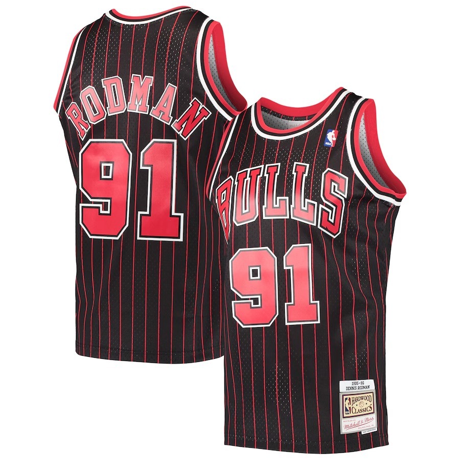 Men's Chicago Bulls Dennis Rodman Mitchell & Ness Black Hardwood Classics Swingman Jersey - Jersey