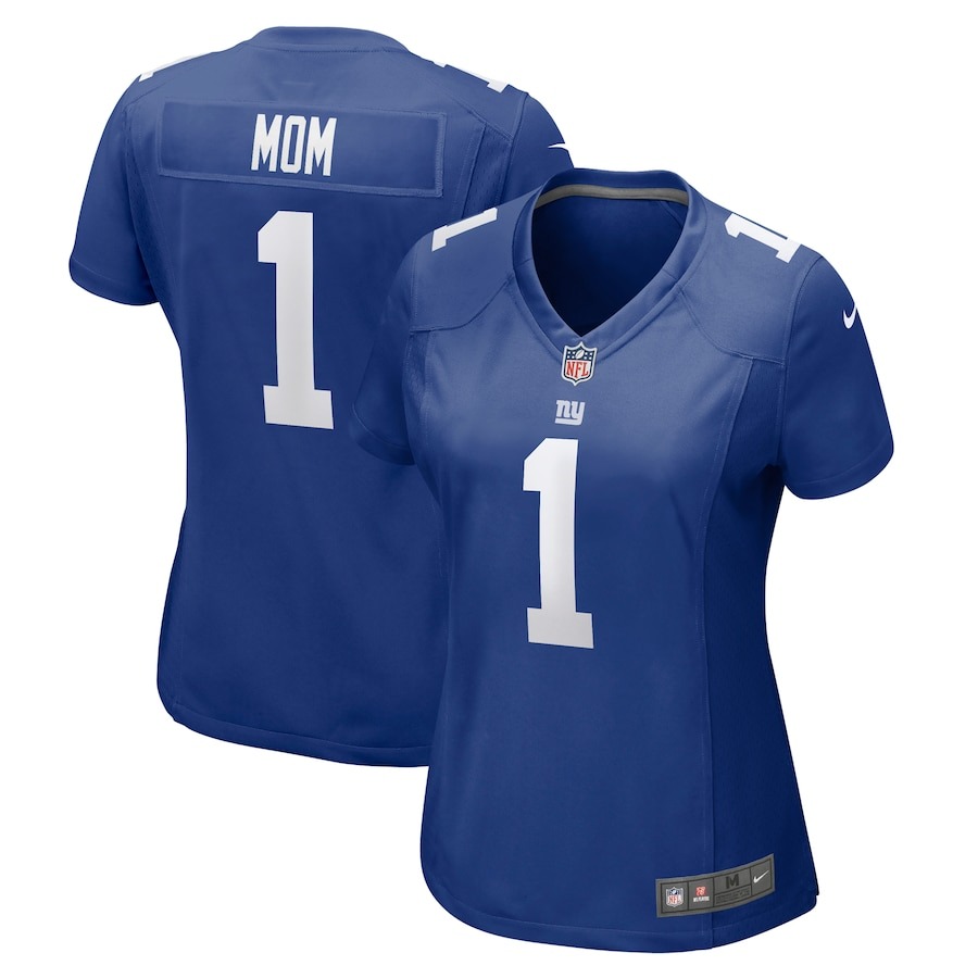 Women's New York Giants Number 1 Mom Nike Royal Game Jersey - Jersey