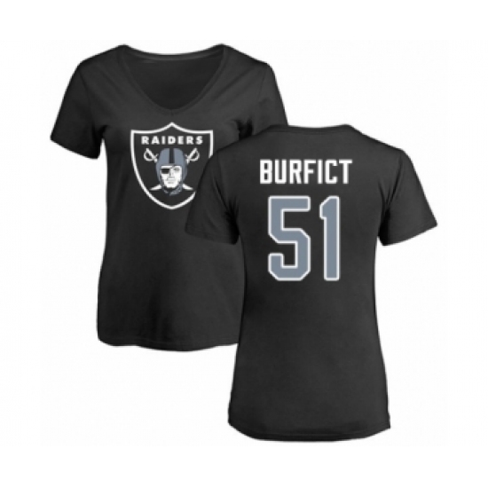 Football Women's Oakland Raiders #51 Vontaze Burfict Black Name & Number Logo T-Shirt - Jersey