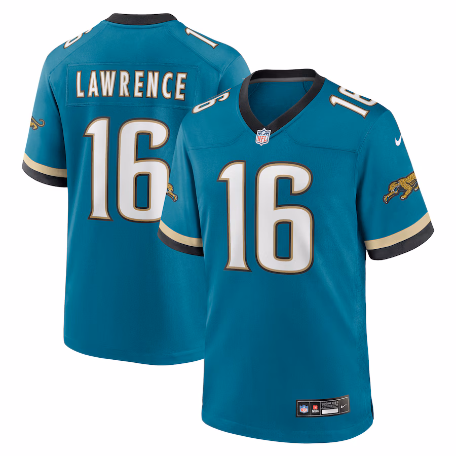 Men's Jacksonville Jaguars Trevor Lawrence Nike Teal Prowler Throwback Player Game Jersey - Jersey