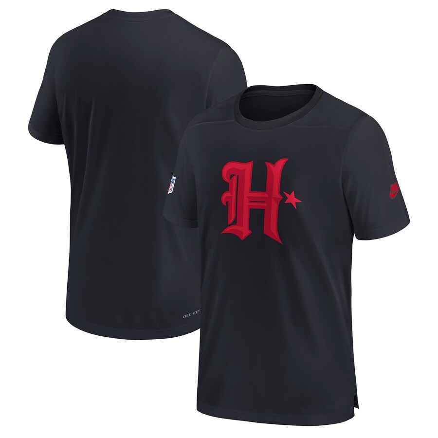 Men's Houston Texans Nike Navy Sideline Alternate Logo Coach Performance T-Shirt - Jersey