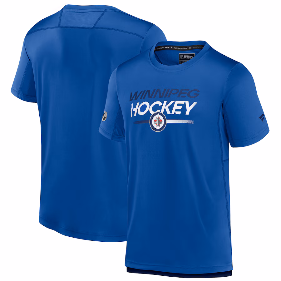 Men's Winnipeg Jets Fanatics Blue Authentic Pro Tech T-Shirt - Jersey