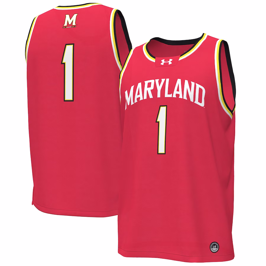#1 Maryland Terrapins Under Armour Replica Basketball Jersey - Red - Jersey