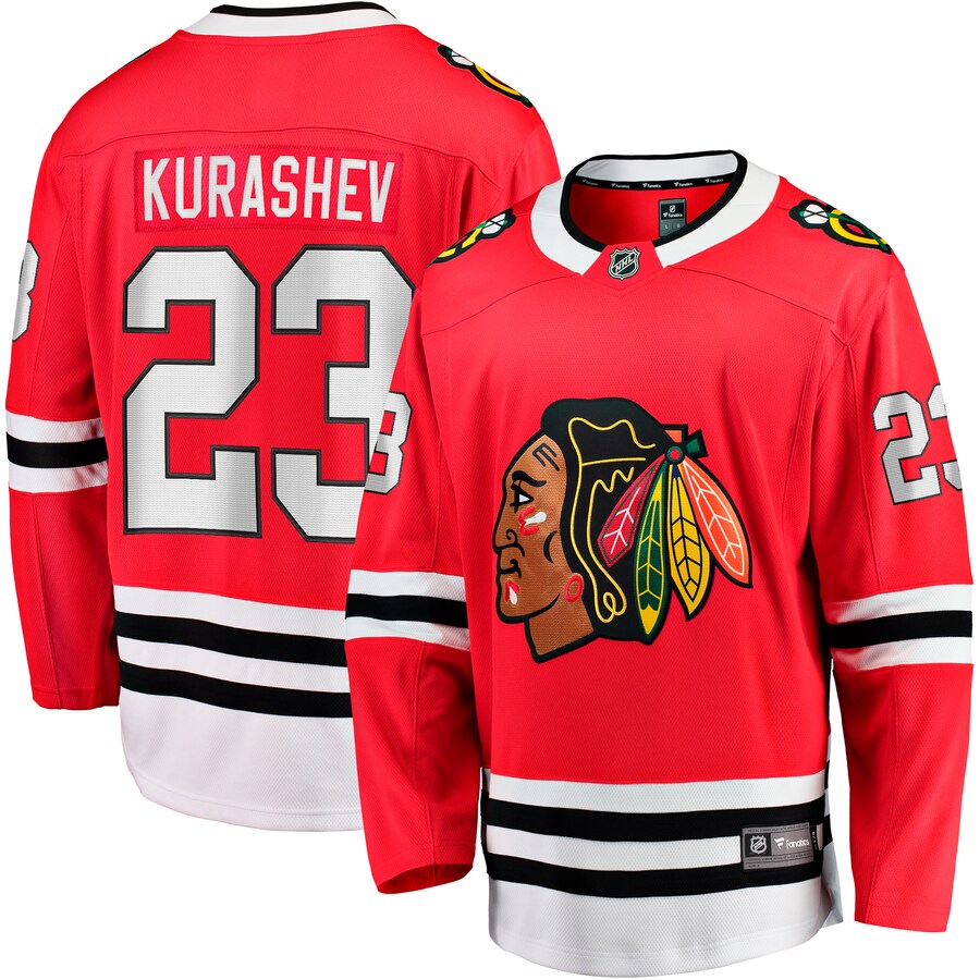 Men's Chicago Blackhawks Philipp Kurashev Fanatics Branded Red Home Breakaway Player Jersey - Jersey