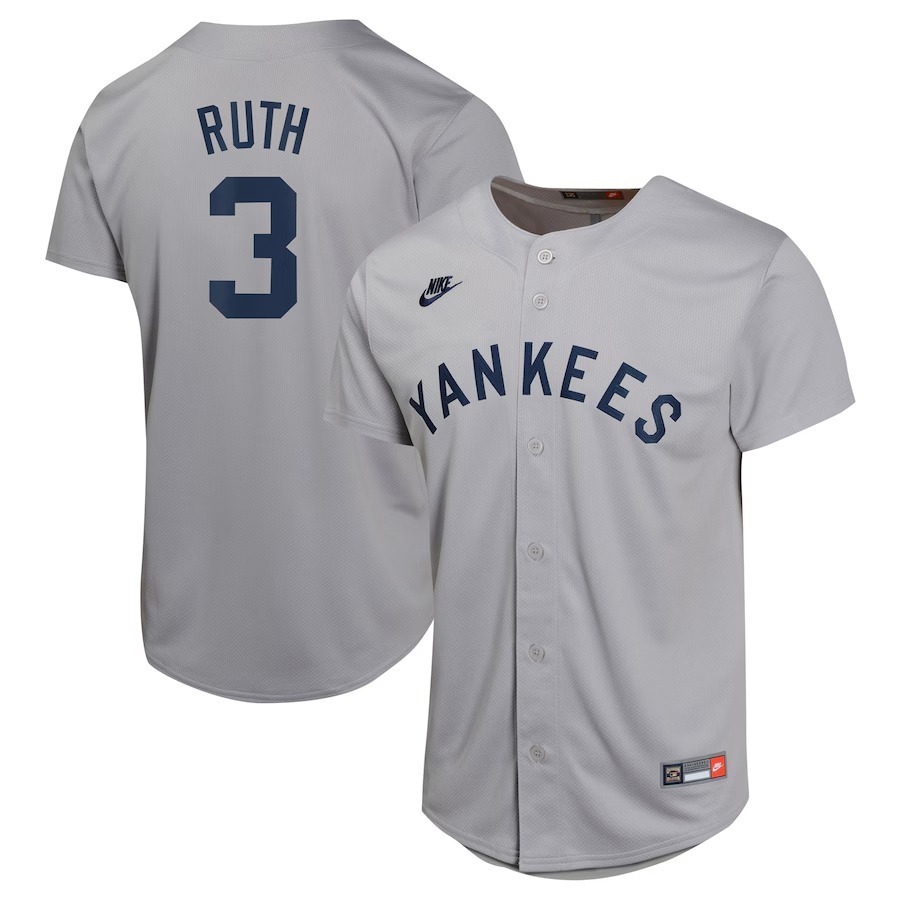 Youth New York Yankees Babe Ruth Nike Gray Cooperstown Collection Limited Player Jersey - Jersey