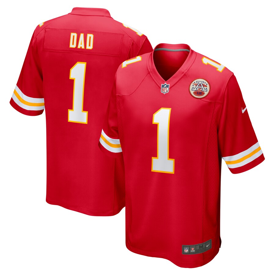 Men's Kansas City Chiefs Number 1 Dad Nike Red Game Jersey - Jersey