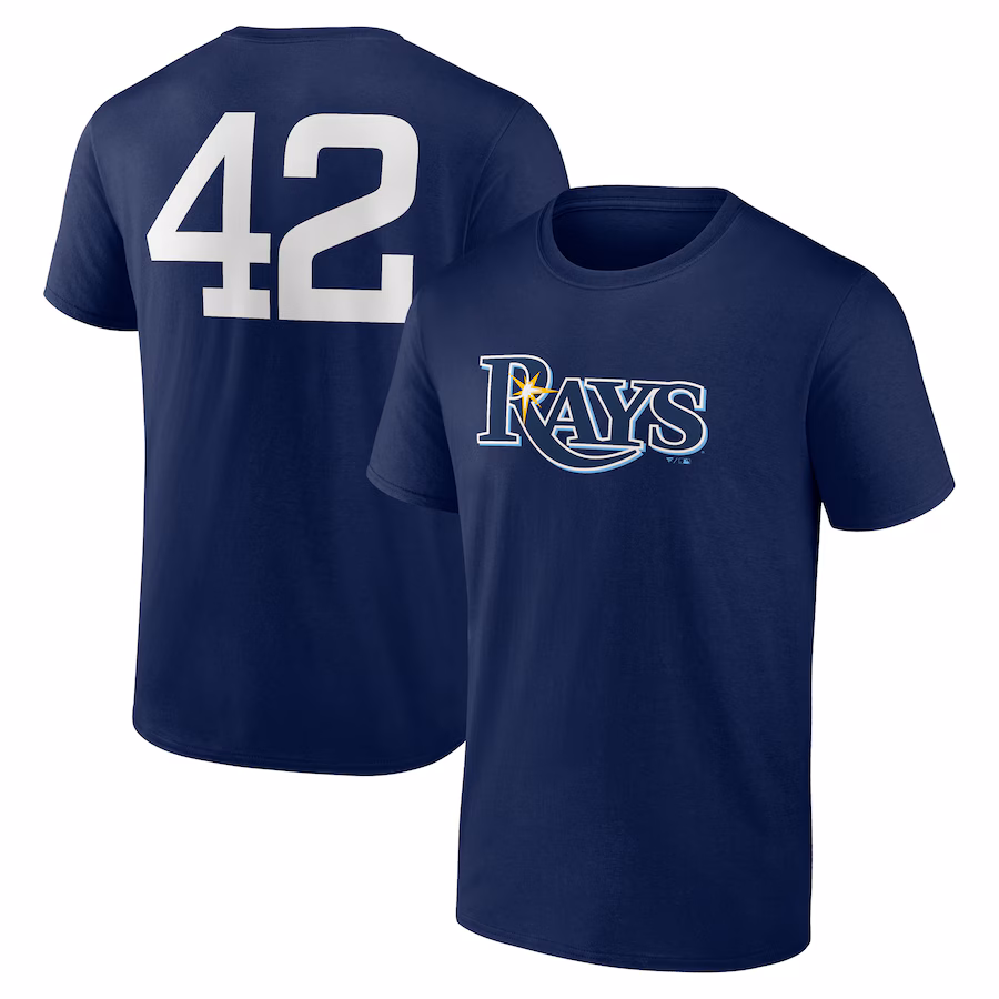 Men's Tampa Bay Rays Navy Jackie Robinson Day Name & Number T-Shirt - Jersey