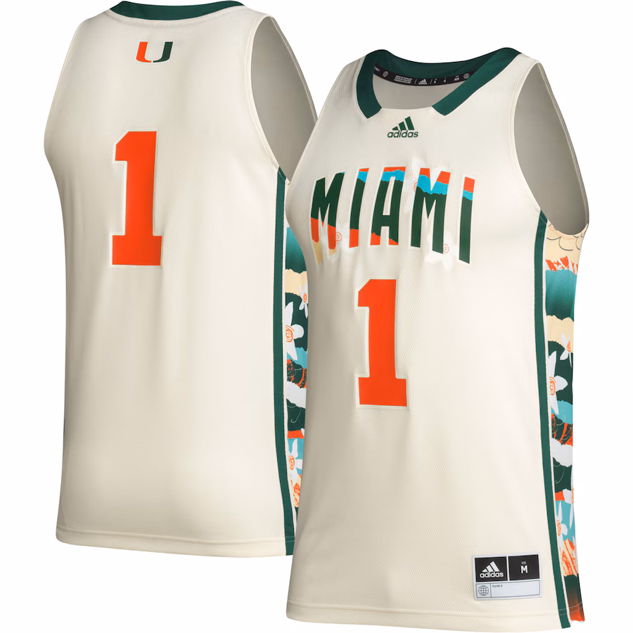 Men's adidas #1 Khaki Miami Hurricanes Honoring Black Excellence Basketball Jersey - Jersey