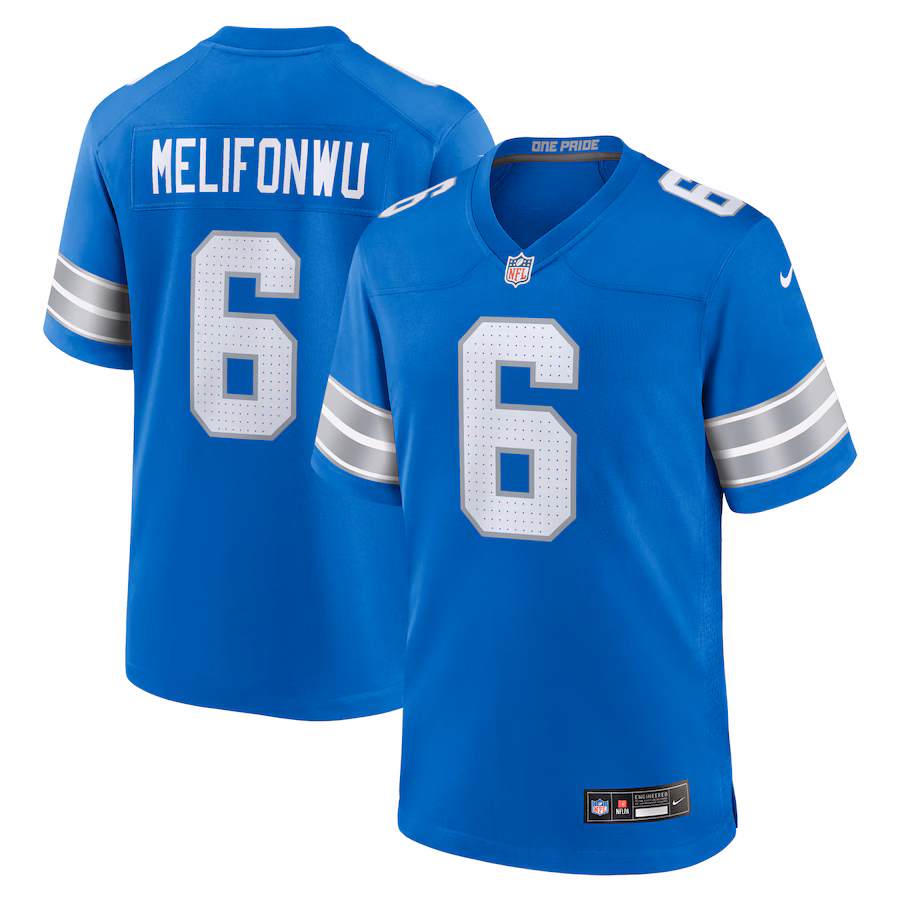 Men's Detroit Lions Ifeatu Melifonwu Nike Blue Team Game Jersey - Jersey