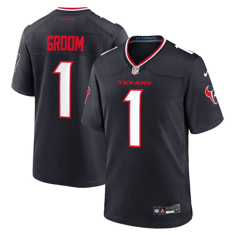 Men's Houston Texans Number 1 Groom Nike Navy Game Jersey - Jersey