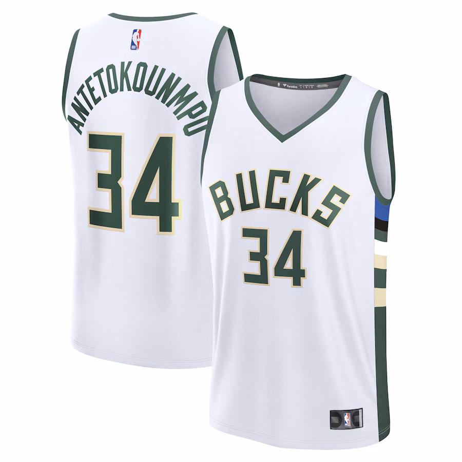 Youth Milwaukee Bucks Giannis Antetokounmpo Fanatics White Fast Break Replica Player Jersey - Association Edition - Jersey