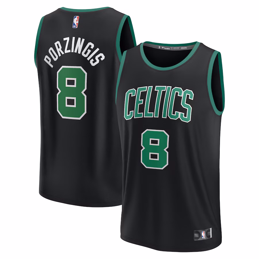 Men's Boston Celtics Kristaps Porzingis Fanatics Black Fast Break Player Jersey - Statement Edition - Jersey