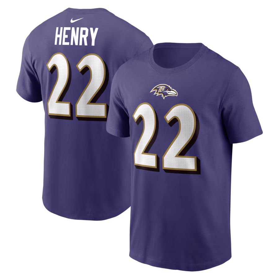 Men's Baltimore Ravens Derrick Henry Nike Purple Player Name & Number T-Shirt - Jersey