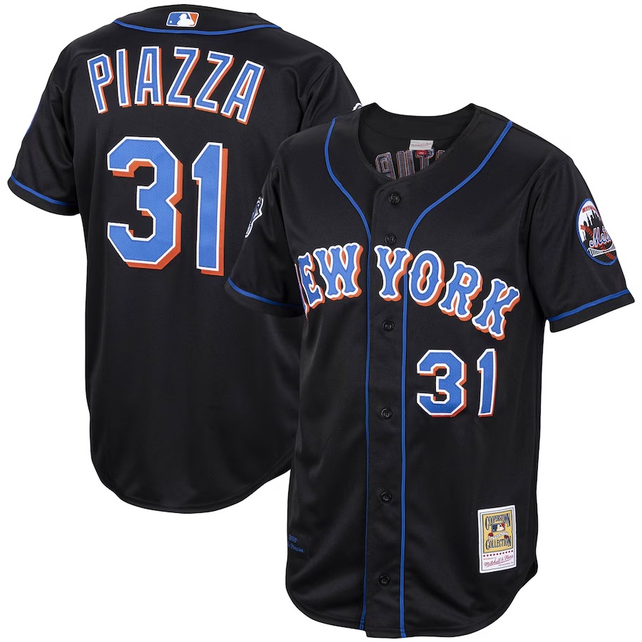 Men's New York Mets Mike Piazza Mitchell & Ness Black Alternate 2000 Cooperstown Collection Authentic Jersey - Jersey