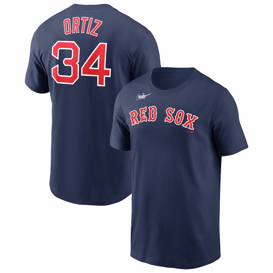 Men's Boston Red Sox David Ortiz Nike Navy Name & Number Logo T-Shirt - Jersey