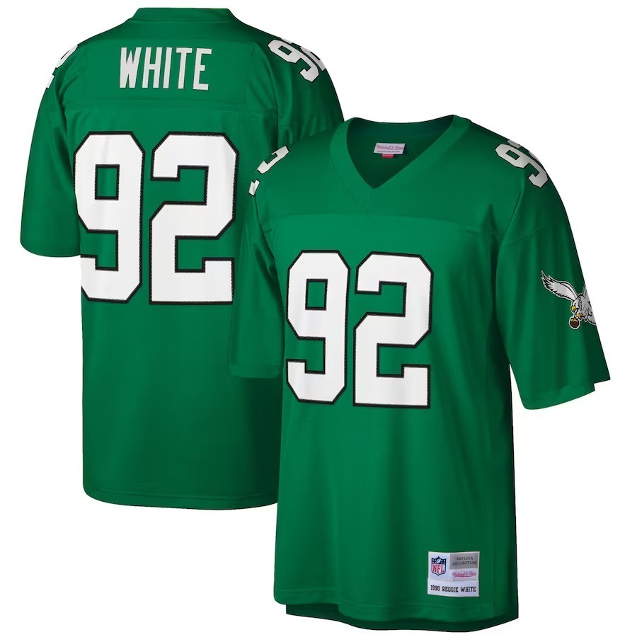 Men's Philadelphia Eagles Reggie White Mitchell & Ness Kelly Green Big & Tall 1990 Retired Player Replica Jersey - Jersey
