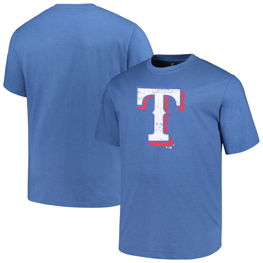 Men's Texas Rangers Profile Heather Royal Big & Tall Weathered Logo T-Shirt - Jersey