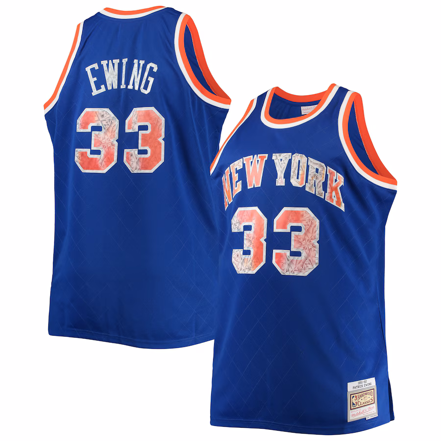 Men's New York Knicks Patrick Ewing Mitchell & Ness Blue Big & Tall 1991/92 NBA 75th Anniversary Diamond Swingman Jersey - Jersey