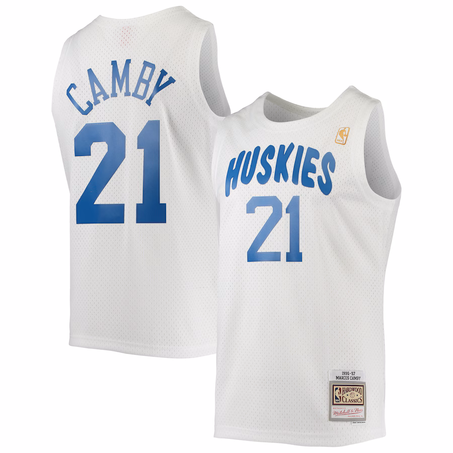 Men's Toronto Raptors Marcus Camby Mitchell & Ness White 1996/97 Hardwood Classics Swingman Jersey - Jersey