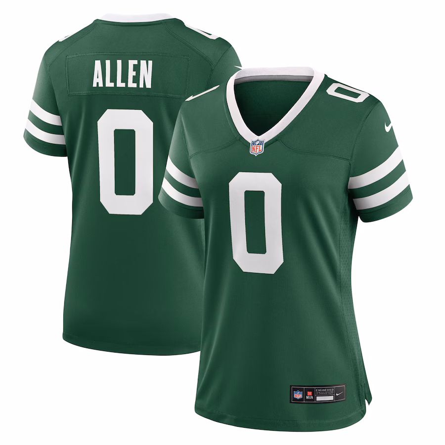 Women's New York Jets Braelon Allen Nike Legacy Green Game Jersey - Jersey