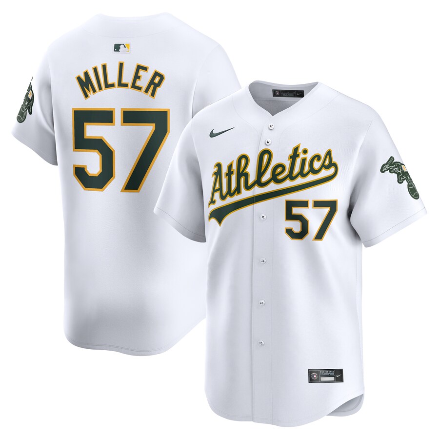 Men's Oakland Athletics Mason Miller Nike White Home Limited Player Jersey - Jersey