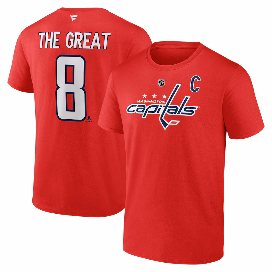 Men's Washington Capitals Alexander Ovechkin Red NHL All-Time Leading Goal Scorer Name & Number T-Shirt - Jersey