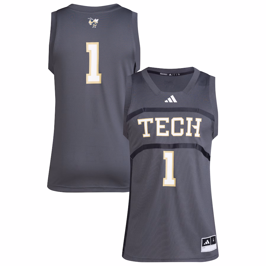 Men's adidas #1 Gray Georgia Tech Yellow Jackets Replica Swingman Jersey - Jersey