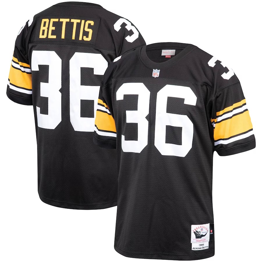 Men's Pittsburgh Steelers 1996 Jerome Bettis Mitchell & Ness Black Authentic Throwback Retired Player Jersey - Jersey