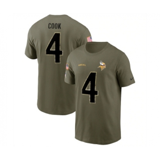 Men's Minnesota Vikings #4 Dalvin Cook 2022 Olive Salute to Service T-Shirt - Jersey