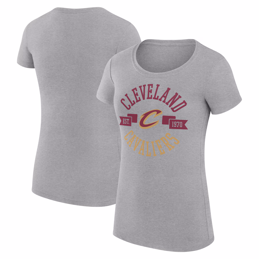 Women's Cleveland Cavaliers G-III 4Her by Carl Banks Heather Gray Large City Logo Fitted T-Shirt - Jersey