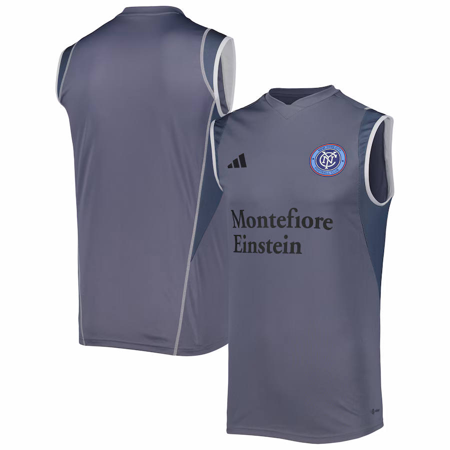 Men's New York City FC adidas Gray 2023 On-Field Sleeveless Training Jersey - Jersey