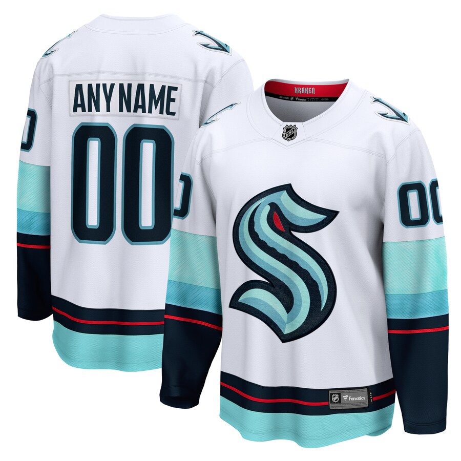 Men's Seattle Kraken Fanatics Branded White Away Breakaway Custom Jersey - Jersey