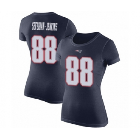 Football Women's New England Patriots #88 Austin Seferian-Jenkins Navy Blue Rush Pride Name & Number T-Shirt - Jersey
