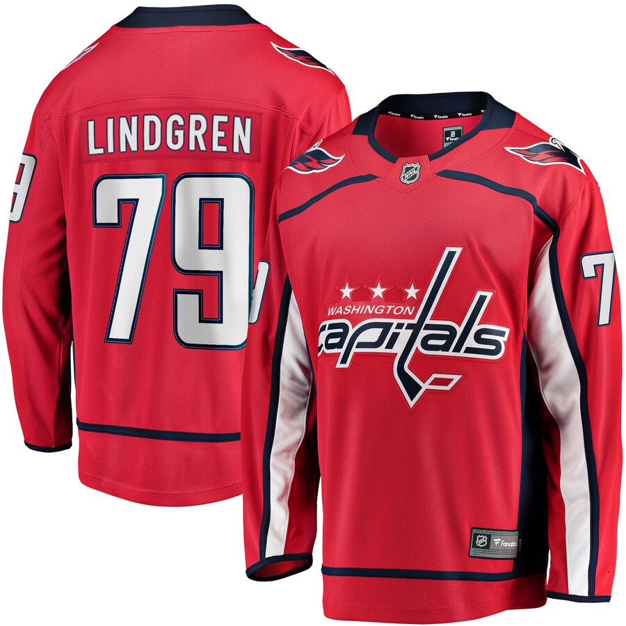 Men's Washington Capitals Charlie Lindgren Fanatics Branded Red Home Breakaway Player Jersey - Jersey