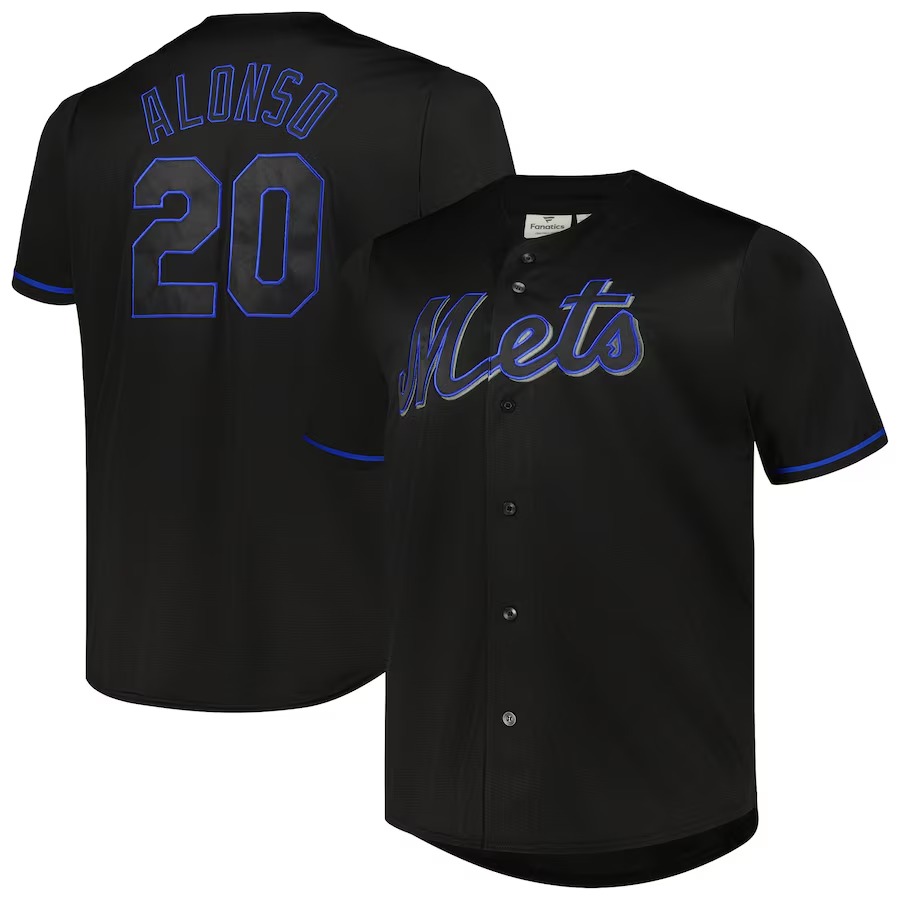 Men's New York Mets Pete Alonso Black Big & Tall Pop Fashion Jersey - Jersey
