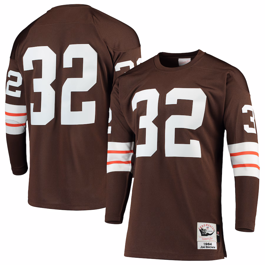Men's Cleveland Browns 1964 Jim Brown Mitchell & Ness Brown Authentic Throwback Retired Player Jersey - Jersey