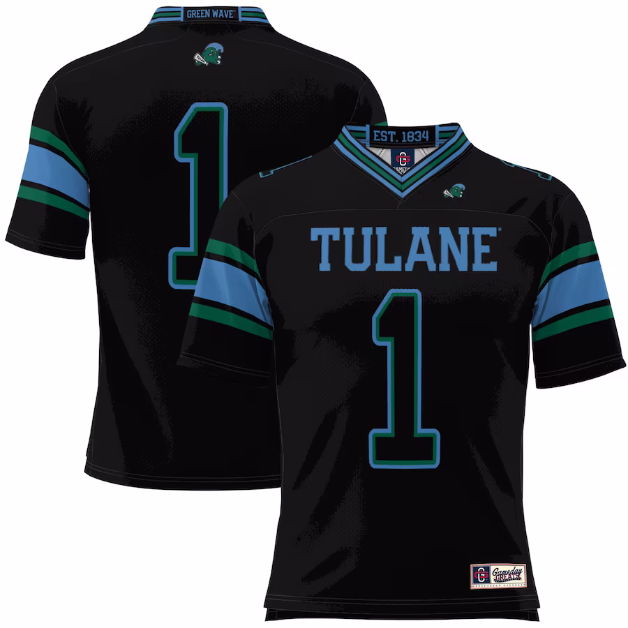 #1 Tulane Green Wave GameDay Greats Football Jersey - Black - Jersey