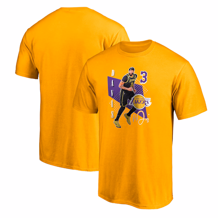 Men's Los Angeles Lakers Anthony Davis Fanatics Gold Pick & Roll T-Shirt - Jersey