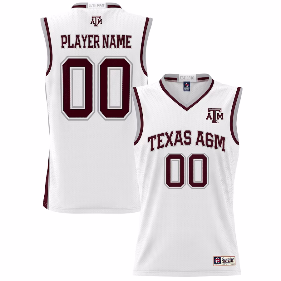 Texas A&M Aggies GameDay Greats Unisex NIL Pick-A-Player Lightweight Basketball Jersey - White - Jersey