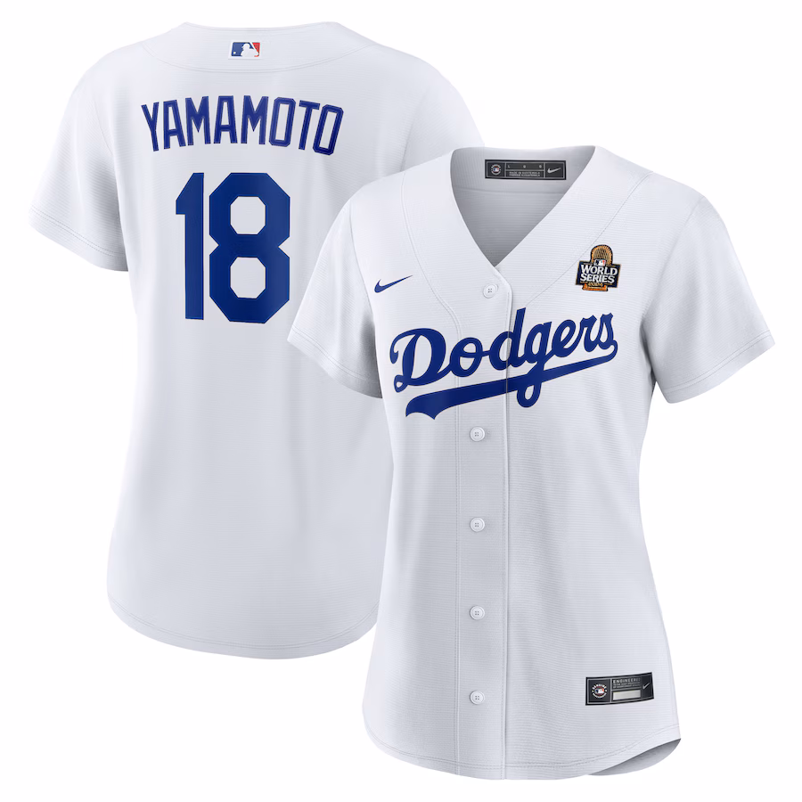 Women's Los Angeles Dodgers Yoshinobu Yamamoto Nike White 2024 World Series Home Home Replica Jersey - Jersey