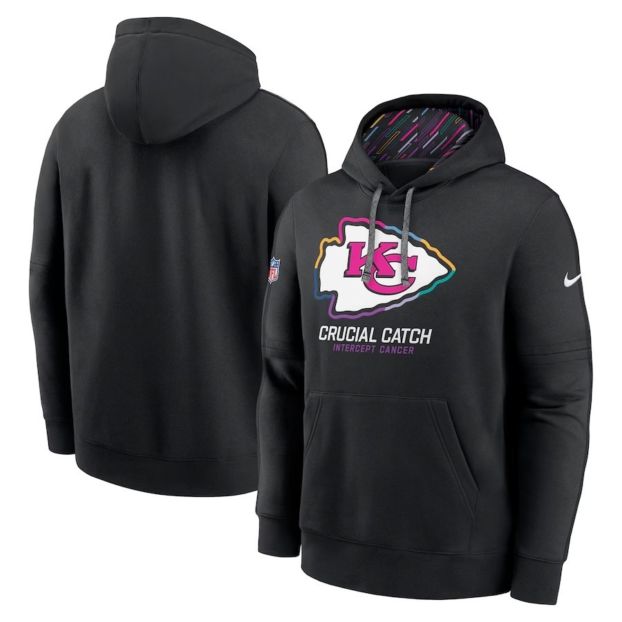 Men's Kansas City Chiefs Nike Black 2024 NFL Crucial Catch Club Pullover Hoodie - Jersey