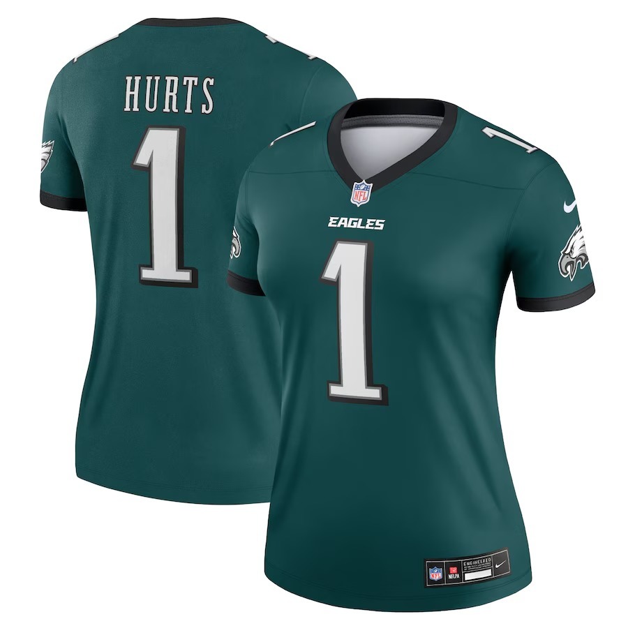 Women's Philadelphia Eagles Jalen Hurts Nike Midnight Green Legend Player Performance Top - Jersey