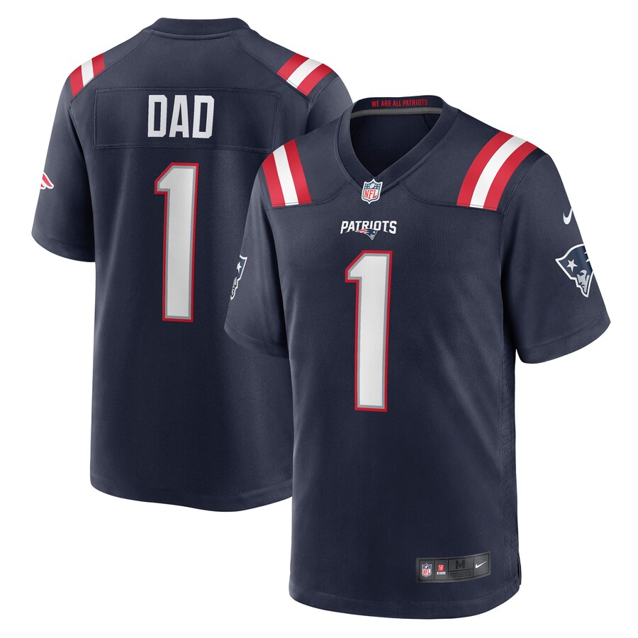 Men's New England Patriots Number 1 Dad Nike Navy Game Jersey - Jersey