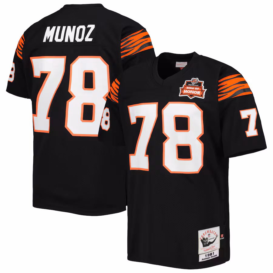 Men's Cincinnati Bengals  Anthony Muñoz Mitchell & Ness Black Authentic Throwback Retired Player Jersey - Jersey