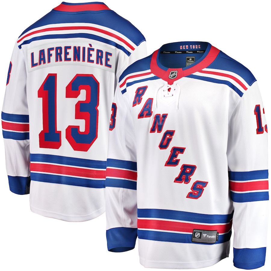 Men's New York Rangers Alexis Lafreniere Fanatics White Away Premier Breakaway Player Jersey - Jersey