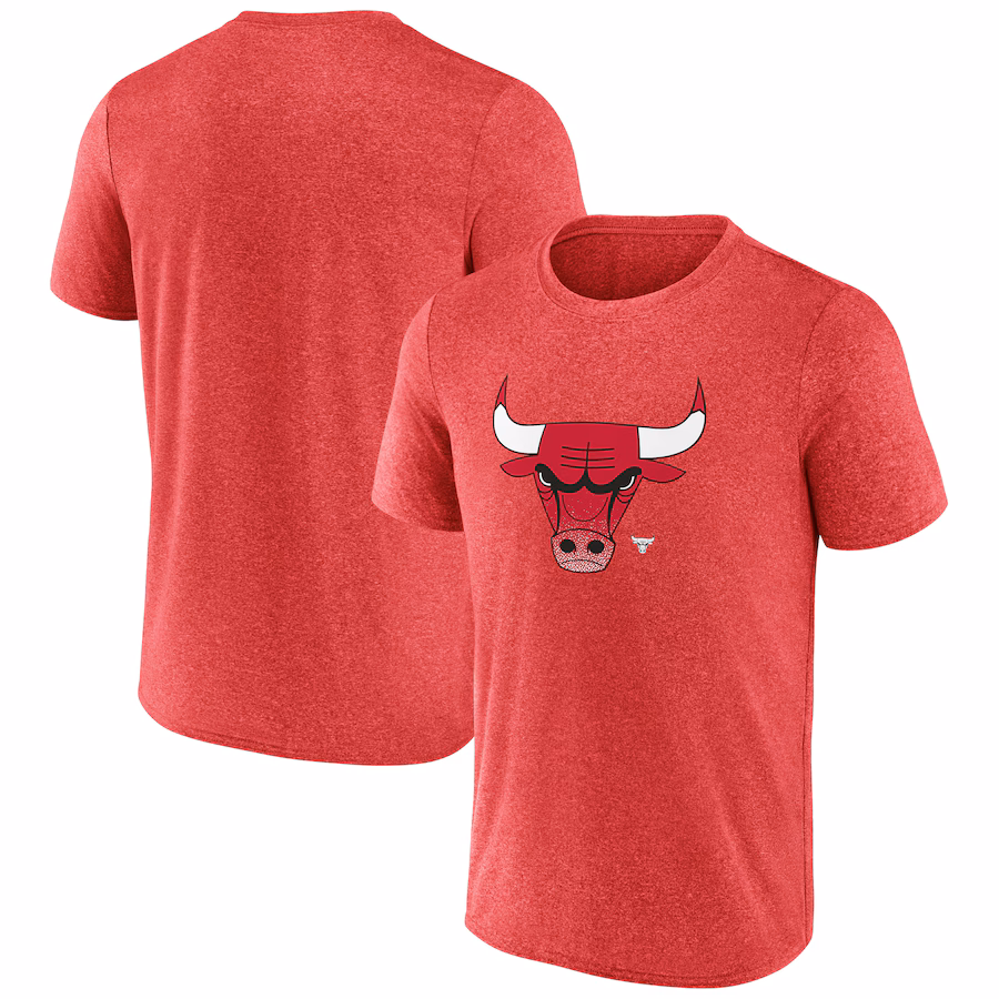 Men's Chicago Bulls Fanatics Heather Red Iconic Overtime T-Shirt - Jersey